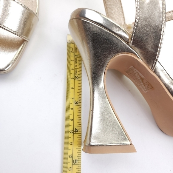 Truffle Collection Gold Strappy Sandal Heels Sz 37 - Picture 5 of 14